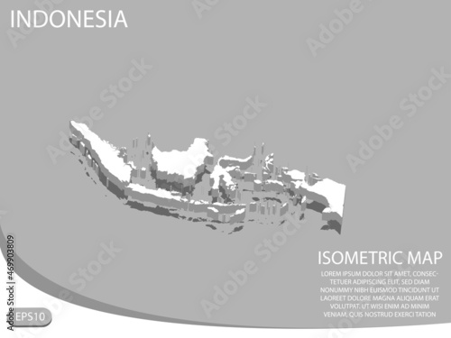 white isometric map of Indonesia elements gray background for concept map easy to edit and customize. eps 10
