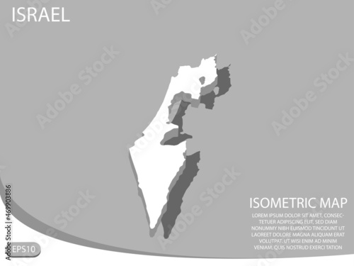 white isometric map of Israel elements gray background for concept map easy to edit and customize. eps 10