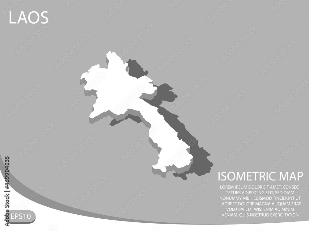white isometric map of Laos elements gray background for concept map easy to edit and customize. eps 10