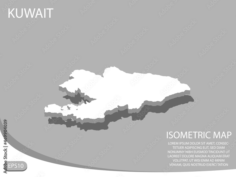 white isometric map of Kuwait elements gray background for concept map easy to edit and customize. eps 10