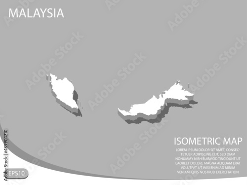 white isometric map of Malaysia elements gray background for concept map easy to edit and customize. eps 10