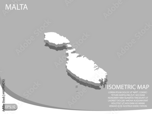 white isometric map of Malta elements gray background for concept map easy to edit and customize. eps 10