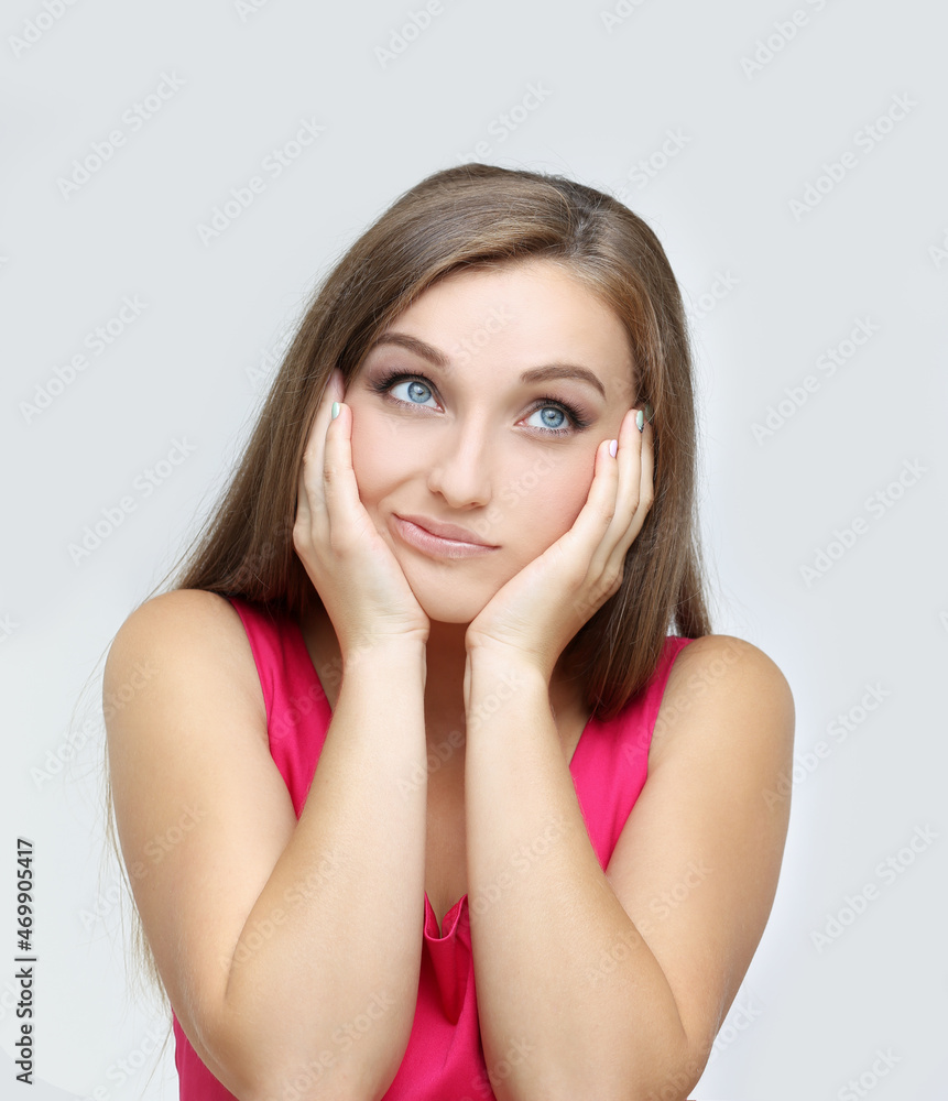Portrait of confused young woman complaining Portrait of confused young woman complaining