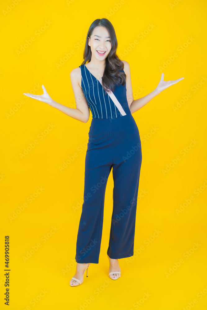 Portrait beautiful young asian woman smile with action Portrait beautiful young asian woman smile with action