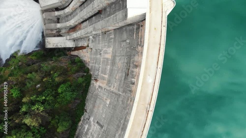 Barazona reservoir dam in Spain and beautifull water reservoir photo