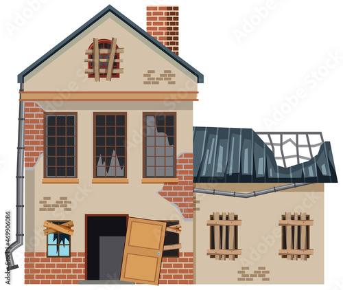 Abandoned house on white background