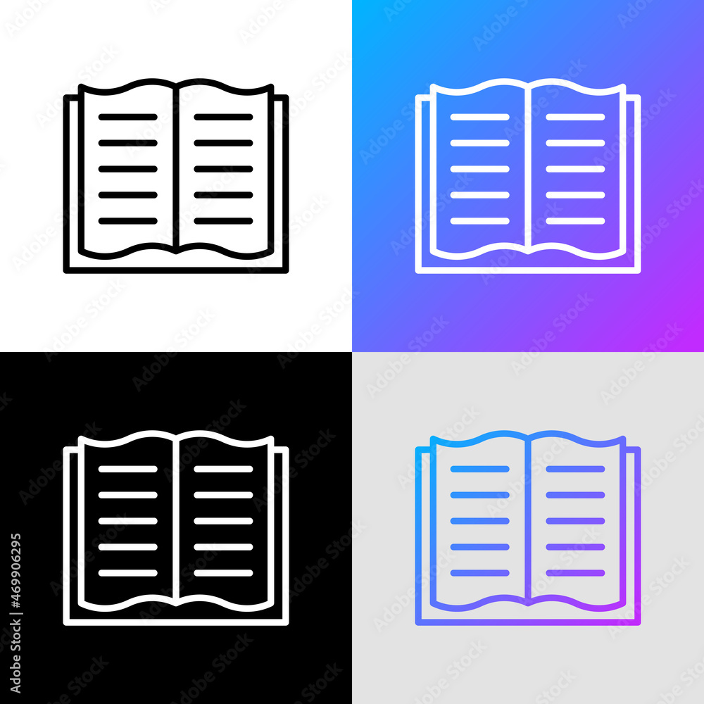 Book with bookmark thin line icon. Modern vector illustration for bookstore logo. Book with bookmark thin line icon. Modern vector illustration for bookstore logo.