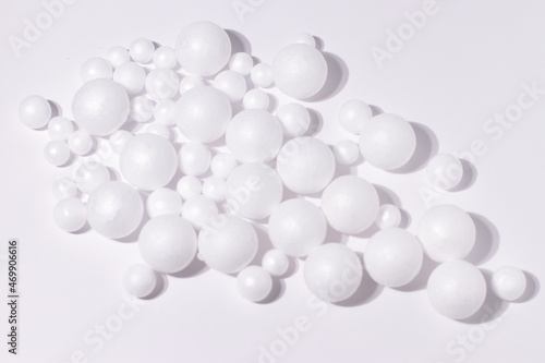 White foam sphere, bunch of round 3 d balls
