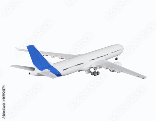 White airbus isolated airplane on a white background 3d rendering