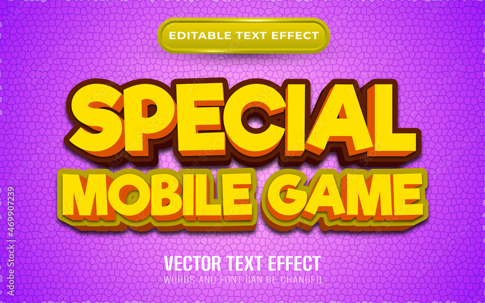 Special mobile game editable text effect