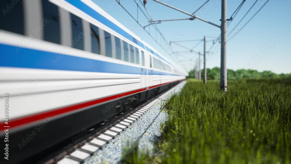 High-speed train movement. 3D rendering High-speed train movement. 3D rendering