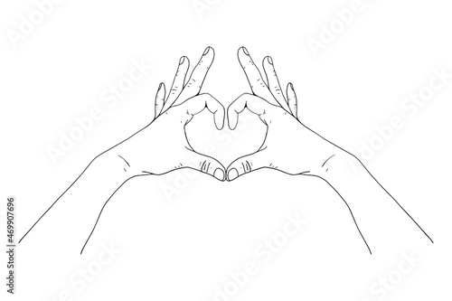 A sketch of the hands shows a heart-shaped gesture