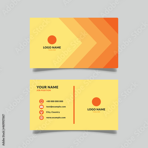 business card with layered orange color concept, vector design graphic