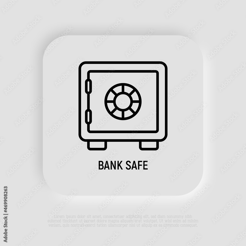 Bank safe thin line icon, symbol of security and protection. Modern vector illustration. Bank safe thin line icon, symbol of security and protection. Modern vector illustration.