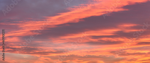 Glowing sky at dusk on a fall evening. Banner, panoramic. © bios48