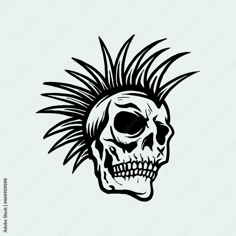 Crazy skull hairstyle, punk skull. Crazy skull hairstyle, punk skull.