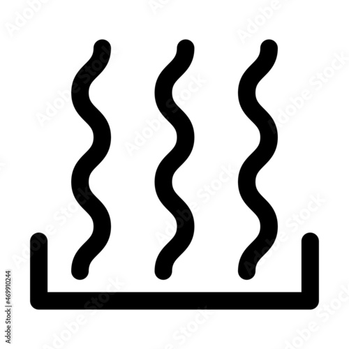 heat wave icon of warming up food, hot wave of fire, steam of boiling water on stove, smell of food on oven
