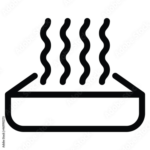 heat wave icon of warming up food, hot wave of fire, steam of boiling water on stove, smell of food on oven