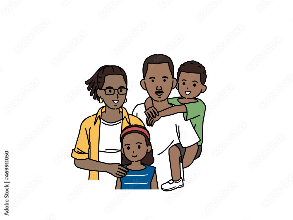 黒人 アメリカ人 外国人 家族 親子 夫婦 笑顔 イラスト素材 Stock Vector Adobe Stock