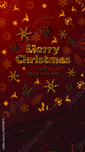 Vertical Merry Christmas and Happy New Year banner. Vector illustration concept for background  greeting card  website and mobile banner  invitation  social media  social media ad  screensaver.