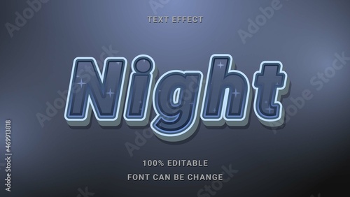 Modern 3D Gradient Dark Blue Word Night Editable Text Effect Design Template