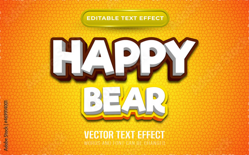 Happy bear editable text effect