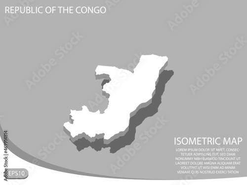 White isometric map of Republic of the Congo elements gray background for concept map easy to edit and customize. eps 10
