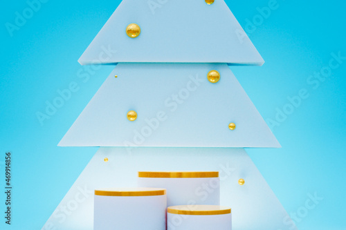 3d render Podium and minimal abstract background for Christmas, 3d rendering geometric shape, Golden Stages for product