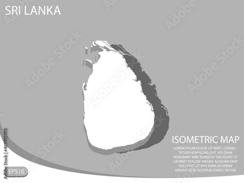 White isometric map of Sri Lanka elements gray background for concept map easy to edit and customize. eps 10