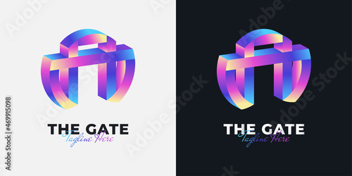 Colorful Gate Logo Design in 3D Style. 3D Gate Symbol or Icon
