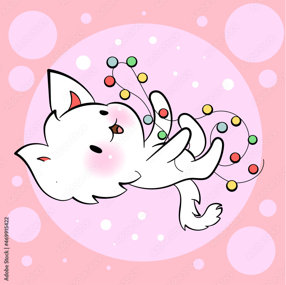 Seamless ornament with cute kittens in kawaii style. Vector pattern. Merry Christmas cats. Seamless ornament with cute kittens in kawaii style. Vector pattern. Merry Christmas cats.