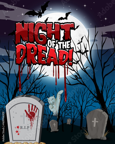 Night of the dread with forest cemetery
