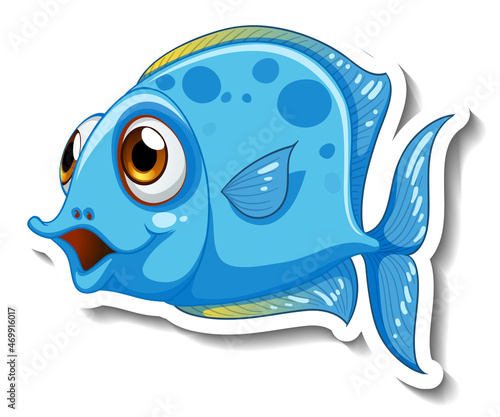Cute fish sea animal cartoon sticker
