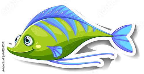 Sea Animal Cartoon Sticker with Cute Fish