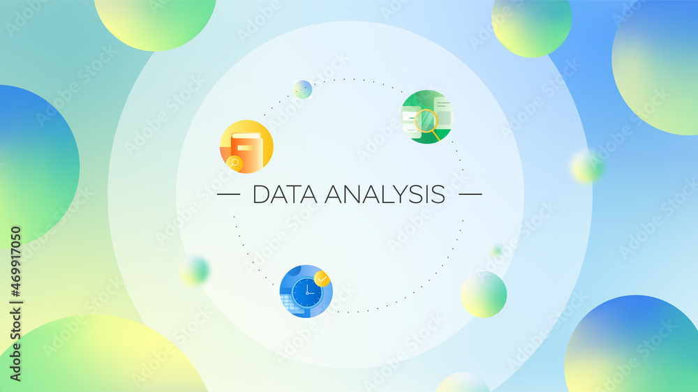 Data analysis icons. Abstract background