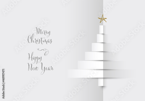 Christmas card with tree made from folded paper stripes