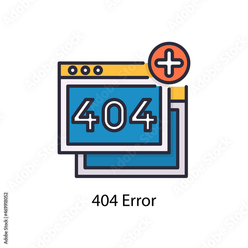 404 Error vector fill outline Icon Design illustration. Web And Mobile Application Symbol on White background EPS 10 File