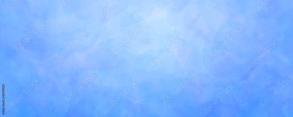 Vector watercolor background. Hand painted watercolour texture for cards, cover, banner or wallpaper. White clouds. Blue sky. Pastel color. Brushstrokes and splashes. Abstract art template for design.