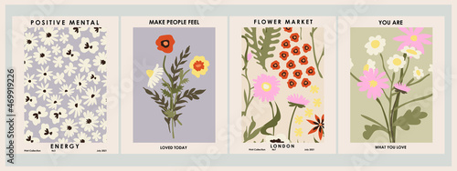 Photo Botanical poster set flowers and branches