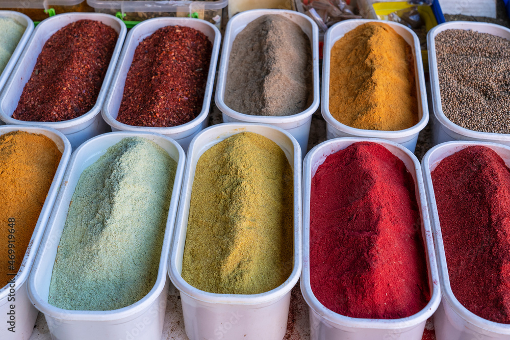 Various spices on farmer market in Georgia Various spices on farmer market in Georgia