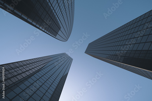 Three tall buildings from a low angle