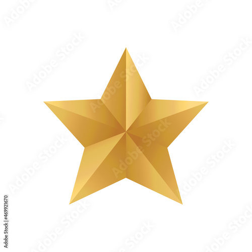 Christmas golden decorative Star. Top view close-up. Vector illustration isolated on white background. 