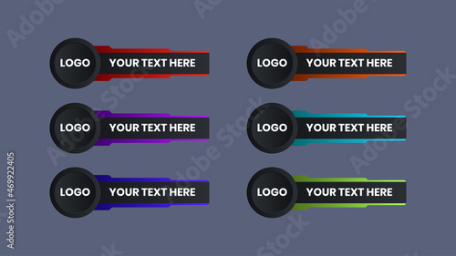 Lower third template. Set of TV banners and bars for news and sport channels, streaming and broadcasting. Collection of lower third for video editing on transparent background. Vector illustration.