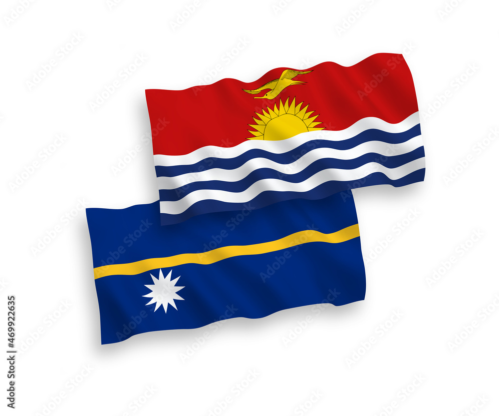 Flags of Republic of Kiribati and Republic of Nauru on a white background Flags of Republic of Kiribati and Republic of Nauru on a white background
