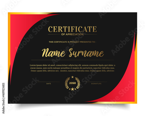 Vector certificate template  design with black, golden colour