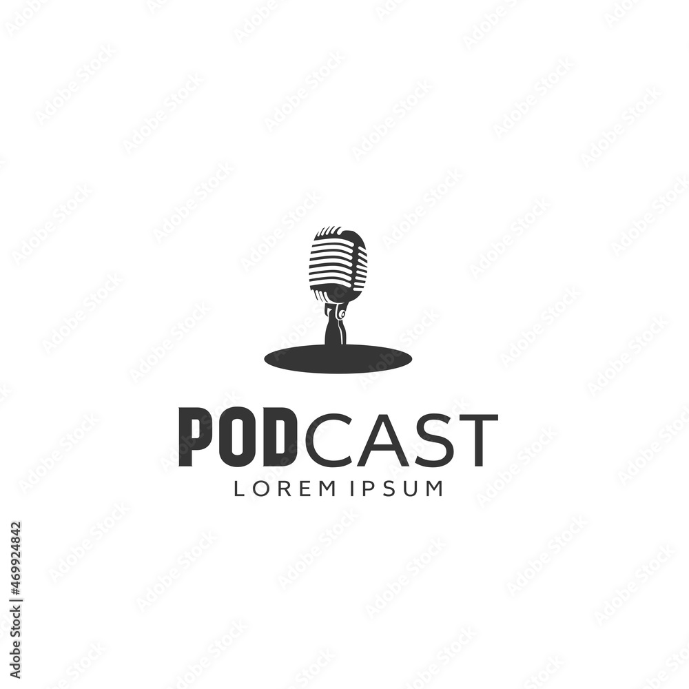 Podcast or Radio Logo Design using Microphone and chat icon or Bubble chat, Podcast or Radio Logo Design using Microphone and chat icon or Bubble chat,