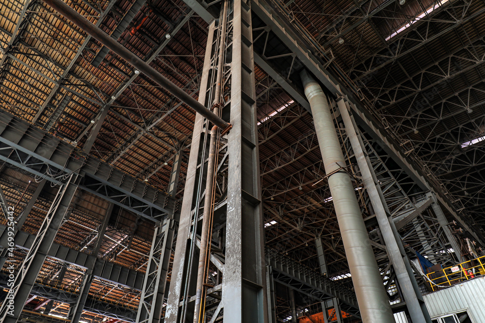 Steel beam truss of a steel company factory building