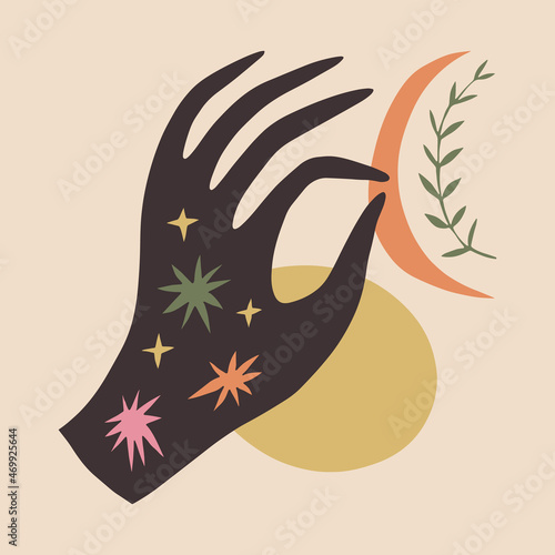 Magical boho hand art mystical Reiki meditation witchcraft sacred symbol 