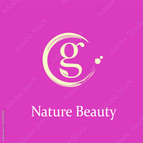  Initial Letter g with Leaf and Circle Brush Splash for Feminine Nature Beauty Spa Aesthetic Salon, farmer, plantation Business Logo Idea
