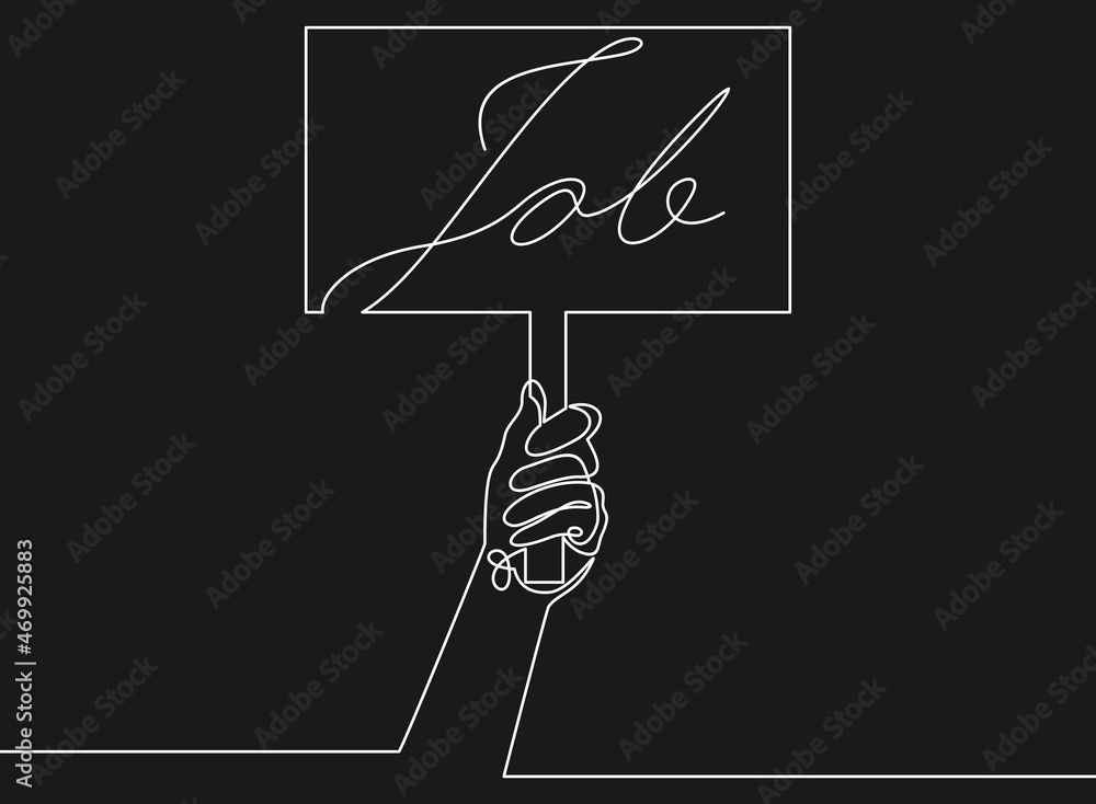 Men hands holding signs with text Job, We are hiring, Join us, Welcome ...